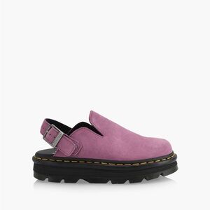 Dr. Martens Pink Zebzag Suede Clogs